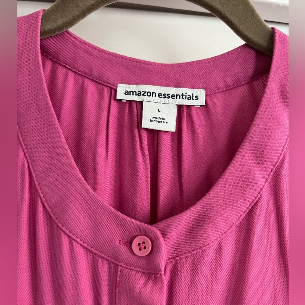 Amazon Essentials Pink Button-Front Midi Dress - Picture 6 of 9